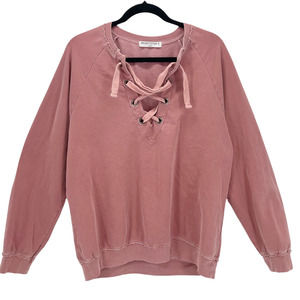 Project Social T Women's Tie Up Pullover Sweatshirt Top Pink Size Medium